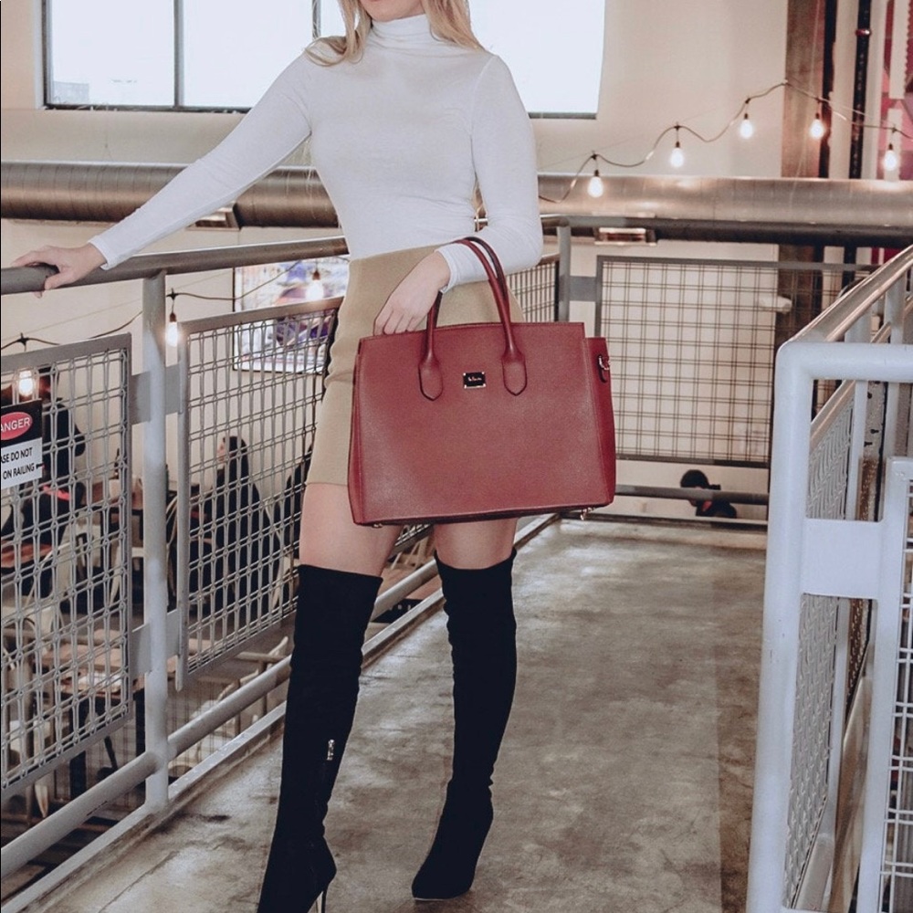 Hand Made Brown Leather/Gold coated High fashion Meal prep Tote